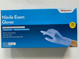 Walgreens Nitrile Exam Gloves ( 120 gloves ) powder free One Size Fits Most Safe