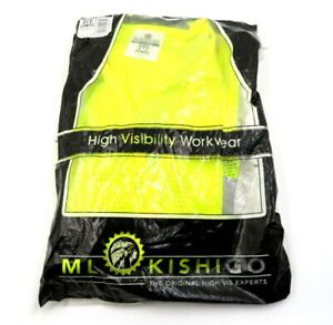 ML KISHIGO Yellow High Visibility Workwear Reflective Vest L XL I226C