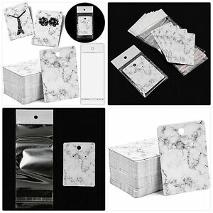 Jewelry Display Cards in Marble Design with Self-Seal Bags (2 x 2.8 in, 200 Pcs)