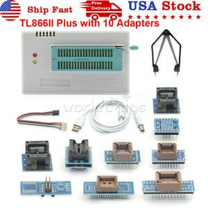 TL866II Plus V9.16 + SOP8 IC Clip High Speed Flash EPROM Programmer + 10 Adapter