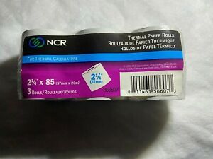 Pack Of 3 NCR Thermal Electronic Calculator Paper Rolls 2 1/4&#034; x 85&#039;, New Sealed