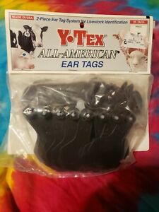 YTex 2 Star Cow All American Ear Tags Blank Identification Cattle BLACK 25pk