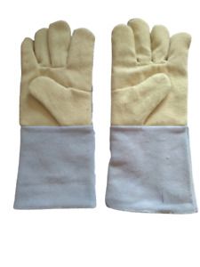Heat Resistant Hand Gloves for Industrial and home use 14 inch long leather made