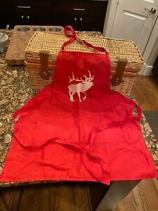 vintage (never used) Rocky Mountain Elk Foundation RMEF Red Cook BBQ Apron bugle