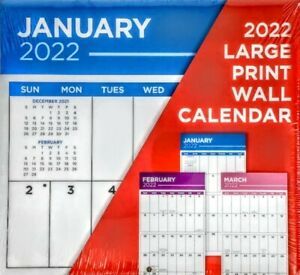 2022 Large Block Print Wall Calendar - Red