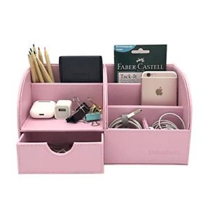 UnionBasic Multifunctional PU Leather Office Desk Organizer Business Holder Box