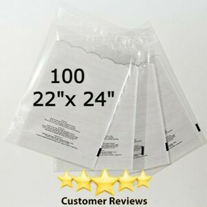 100 Pack 22x24 Self Seal 1.5 mil Suffocation Warning Clear Poly Bags Free Shippi