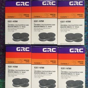 NEW GRC E201-NTBR 1/2&#034;x 7 yds. BLK/RED CASH REGISTER RIBBON - 6 BOXES, NOS