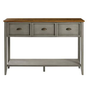 Reclaimed Barnwood and Grey Wood Rustic Farmhouse 3-Drawer Buffet with Lower She