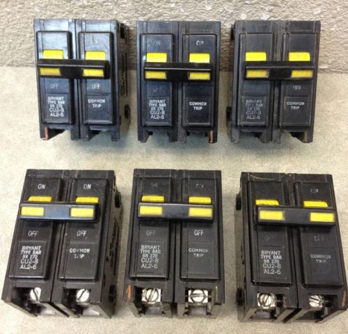 BRYANT BR270 (LOT OF 6) 2 POLE 70 AMP 240 VOLT STAB-IN CIRCUIT BREAKER