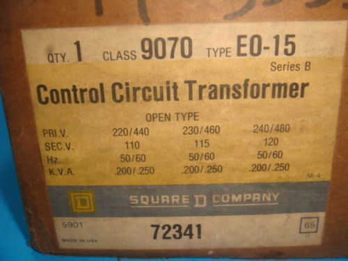 NEW SQUARE D 9070 EO-15, 9070 E015, CONTROL CIRCUIT TRANSFORMER, NEW IN BOX