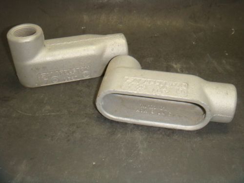 New crouse hinds, lot of 2, 3/4&#034; lb27, condulet body fittings, new no box for sale