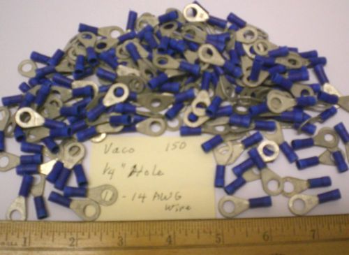 VACO 150 Insulated Crimp Ring Terminals 16-14AWG, 1/4&#034; Stud Hole, Made in USA