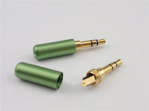 Green 3.5mm 3 pole male repair earphones jack plug connector audio soldering for sale