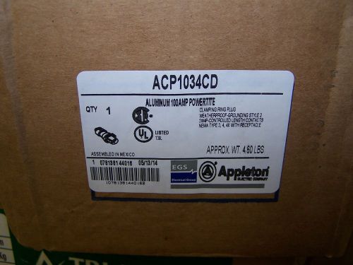 Brand new acp1034cd appleton pin&amp;sleeve 100-amp powertite plug 100a 600v adr1034 for sale