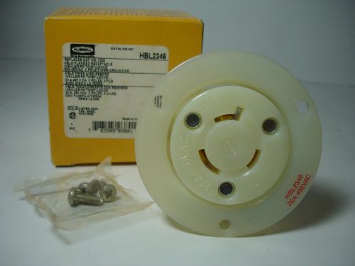 Hubbell hbl2346 twistlock flanged receptacle 20 amp, 480 volt, nema l8-20 for sale