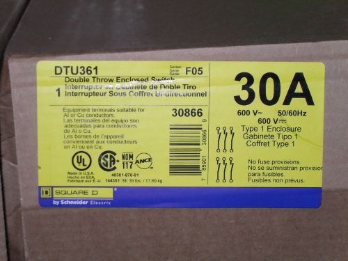 Square D DTU361 double throw 3 pole safety switch transfer NIB disconnect gen