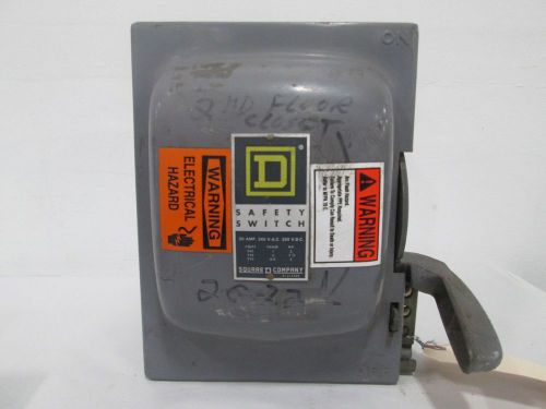 Square d 7-1/2hp non-fusible 30a amp 240v-ac 3p disconnect switch d298314 for sale