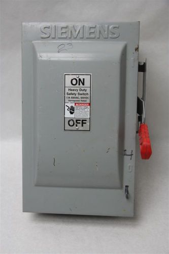 Siemens heavy duty safety switch hf362 with 60a/600vac, 3 trionic trs40r fuses for sale