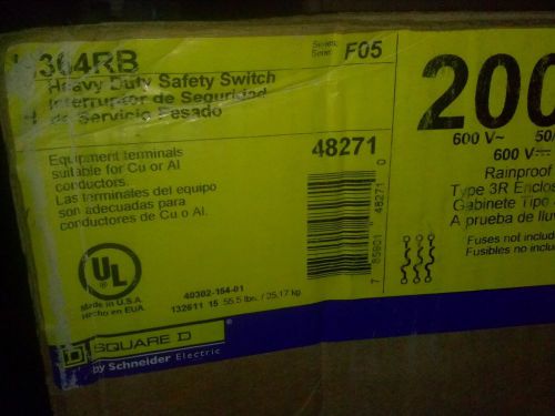 Square d h364rb, new in box 200a, 3p, 600v, rain tight, fused, heavy duty for sale