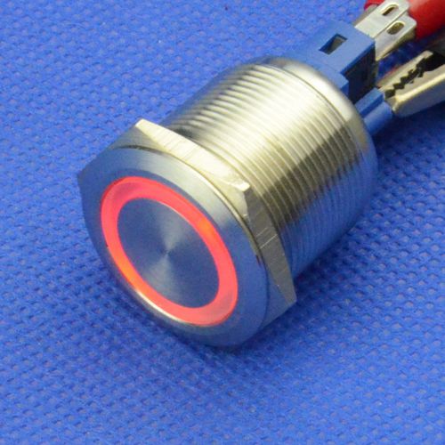 22mm 12V Red circle Led 5 Pins Latching Push Button switch Waterproof for car