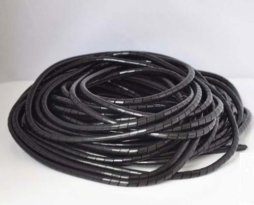 6mm Spiral Cable Wire Wrap Tube Computer Manage Cord clear 52.5FT (16M) Black