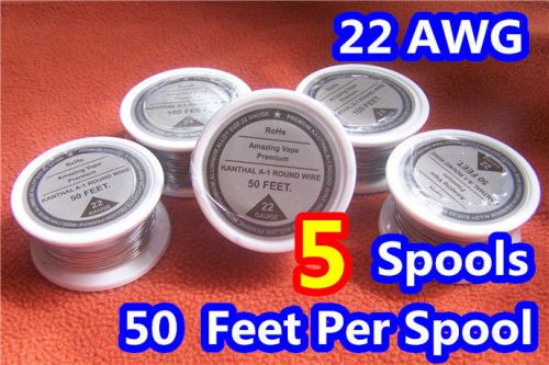 5 Spools x 50 feet Kanthal Wire 22Gauge 22AWG,(0.64mm), A1 Round Resistance !