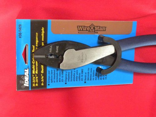 NEW IDEAL 305429 WireMan 9 3/4 Multi-Crimp Plier Tool Cut Splice 10-22 AWG Wire