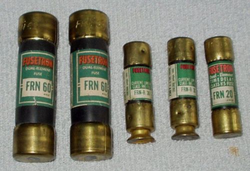 Bussman fusetron class rk-5 cartridge fuses frn-r 250v (lot of 5) for sale