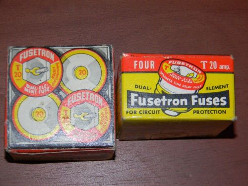 VTG FUSETRON 2 Boxes Fuses – 8 Total T 20 Amp New Old Stock NOS – 1 BUSS W 20