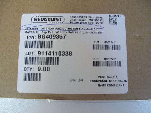 Bergquest bg409357 0.20&#034; gap pad ultra soft 8&#034;x16&#034; - 9 sheets - brand new! for sale