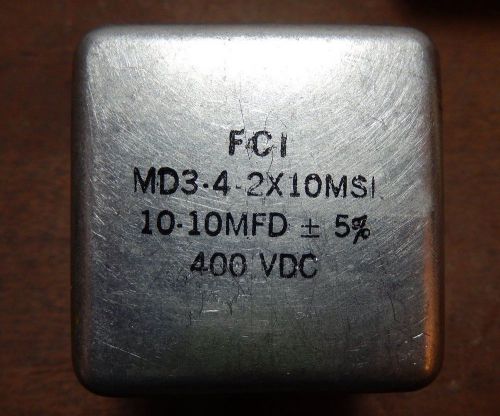 (x4) FCI MD3-4-2X10MSI 10- 10MFD +- 5% 400 VDC Capacitors