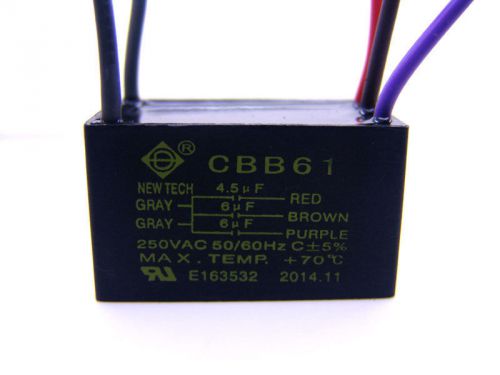 Brand new ceiling fan capacitor cbb61 4.5uf+6uf+6uf 5 wire for sale