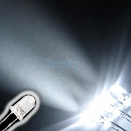 100pcs 3v ultra bright white led emitting diode lights bulbs lamp 5mm 6000-6500k for sale