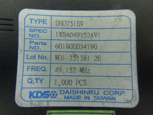 2000 PCS DAISHINKU DS0751SV-49.152MHZ
