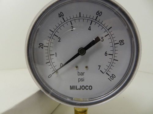 Miljoco vacuum pressure gauge, 1/4 npt 3.5&#034; p3508l05 0-100 psi for sale