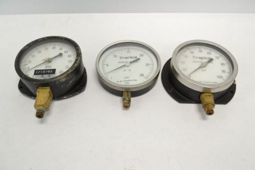 Lot 3 trerice assorted usg pressure gauge 0-30 60 100psi 1/4in npt b254772 for sale