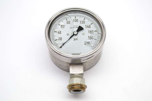 Wika glycerin filled 0-200psi 4 in 1/2 in npt pressure gauge b438523 for sale