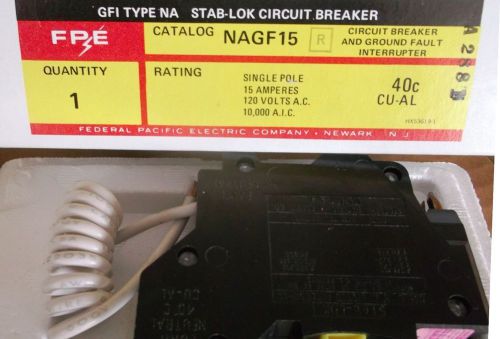 Circuit breaker federal pacific nagf15 120v 15a 1 pole for sale