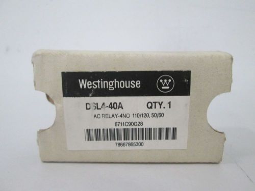 NEW WESTINGHOUSE DSL4-40A CONTROL RELAY 110/120V-AC 1.5KW 12A AMP D294692