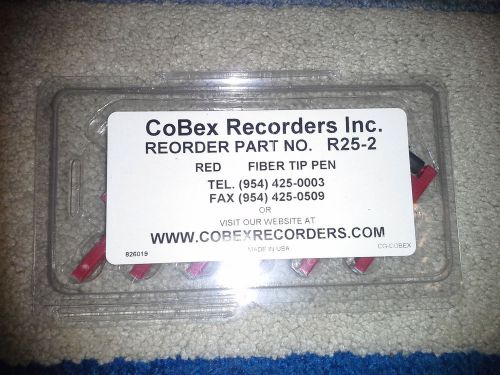 Cobex package of 6 red fiber tip chart recorder pens, r25-2 for sale