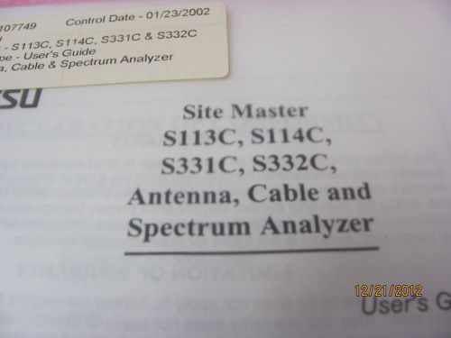ANRITSU S113&amp;S114C,S331&amp;S332C Antenna, Cable &amp; Spectrum Analyzers - U Guide