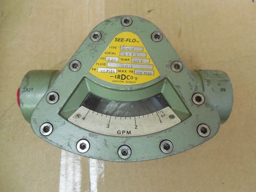 Erdco see-flo water flowmeter 2l-602 2l602 1.4-4 gpm 80-200 psig 150?f new for sale