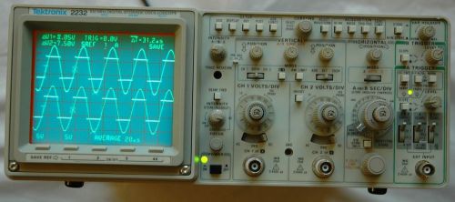 Tektronix 2232 100MHz Two Channel Digital Oscilloscope, Two Probes, RS-232,Great