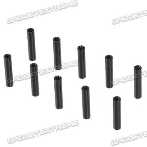 10pcs M3 x12mm Aluminium Pillar Spacer Female/Female Inner Thread Black e