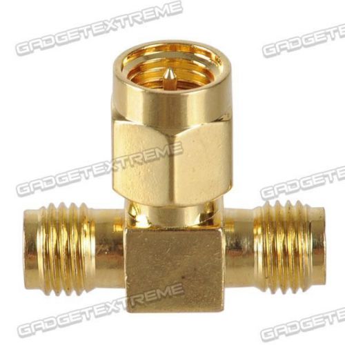 Sma plug to dual sma jack tee-joint antenna connector adapter ge for sale