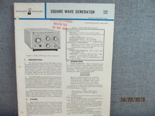 Agilent/HP 220A Square Wave Generator Operating Note 02/1969