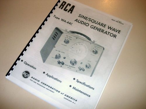 Manual for rca wa-44c sine/square wave audio signal generator instruction book for sale