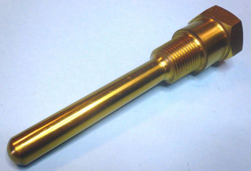 4&#034; BRASS THERMOWELL THERMOMETER SOCKET 1/2&#034; MALE NPT THREAD INDUSTRIAL GRADE NEW