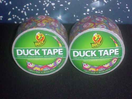 Lot of 2 DUCK TAPES Designer Series Peace Sign 1.88in. x 10 yd. ea. -NEW-